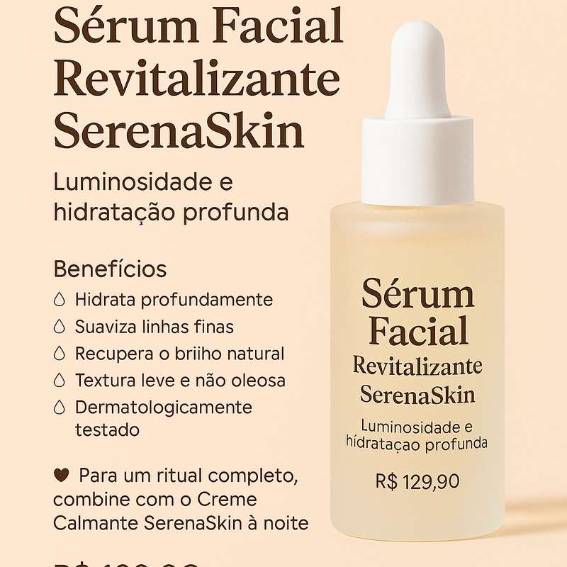 Sérum Facial Revitalizante SerenaSkin – Luminosidade e Hidratação Profunda